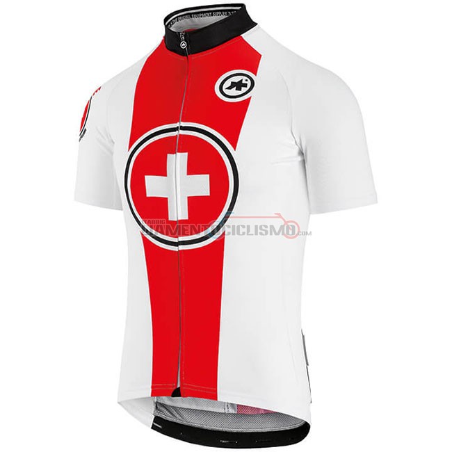 Abbigliamento Ciclismo Svizzera Manica Corta 2018 Rosso Bianco